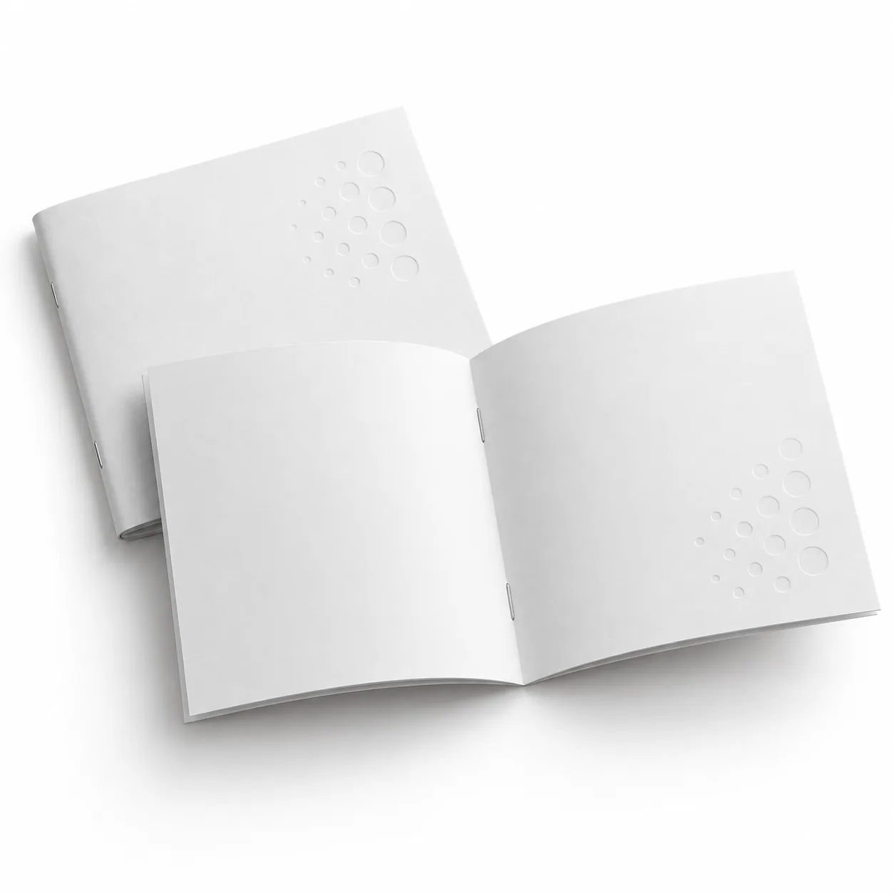 White saddle-stitched booklet