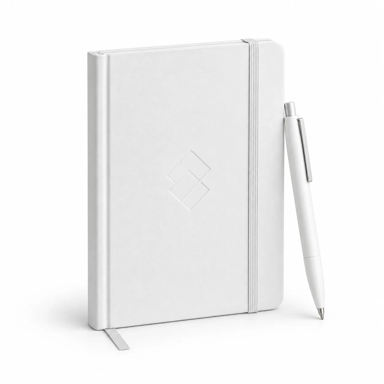White corporate notebook and pen