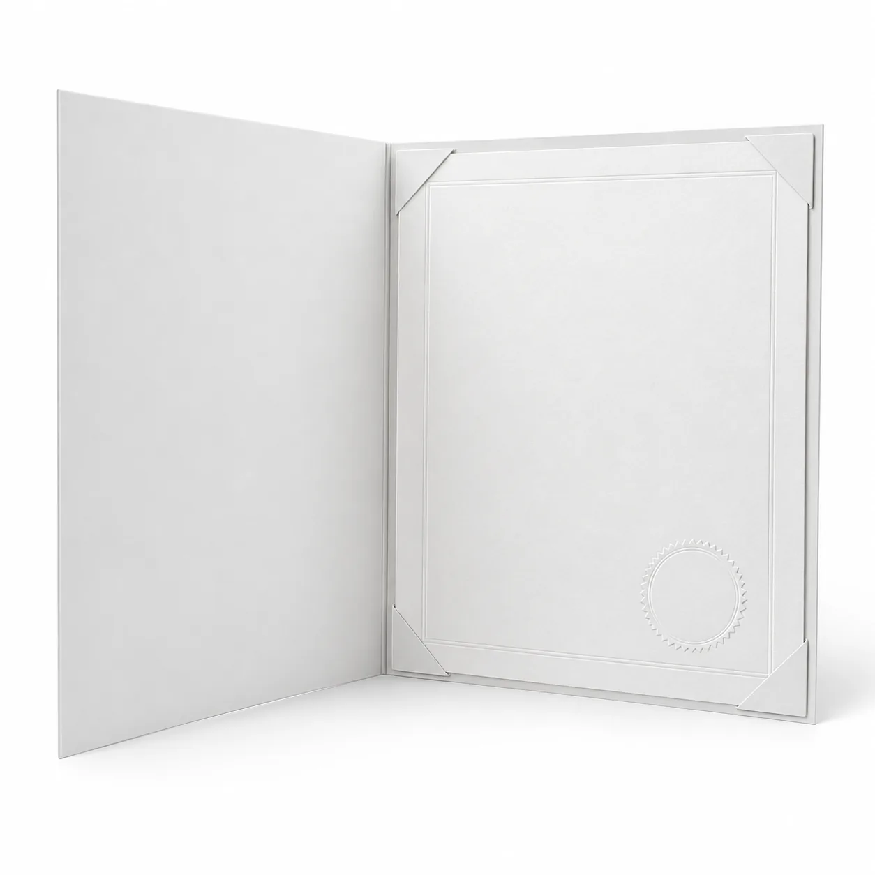 White certificate in presentation folder