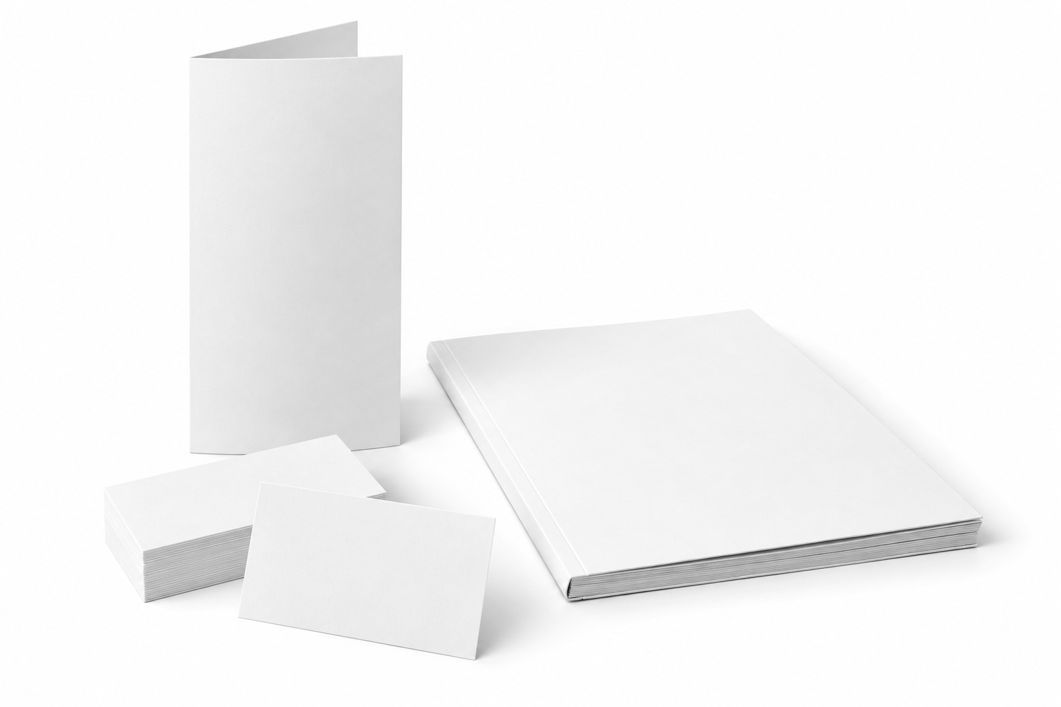 White brochure, booklet and business cards
